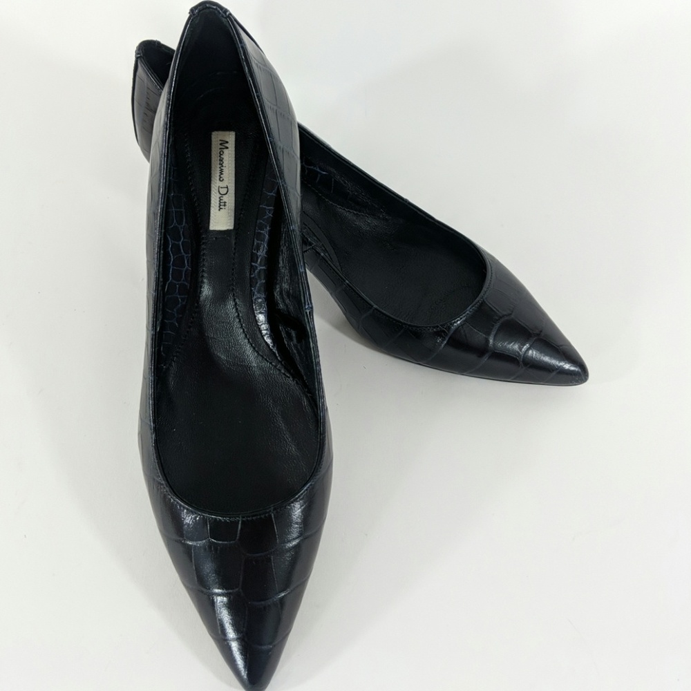 Massimo Dutti Black Crocodile Heels
